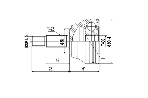 Jeu de joints, arbre de transmission DYNAMATRIX DCV853007