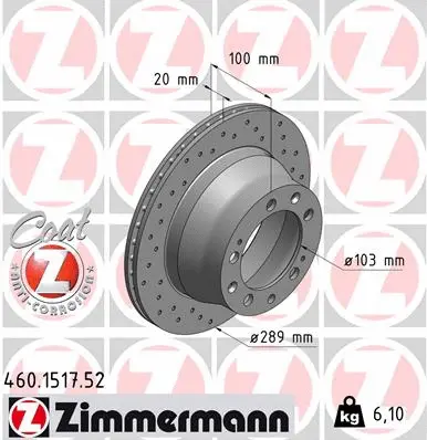 Disque de frein ZIMMERMANN 460.1517.52