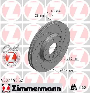 Disque de frein ZIMMERMANN 430.1495.52