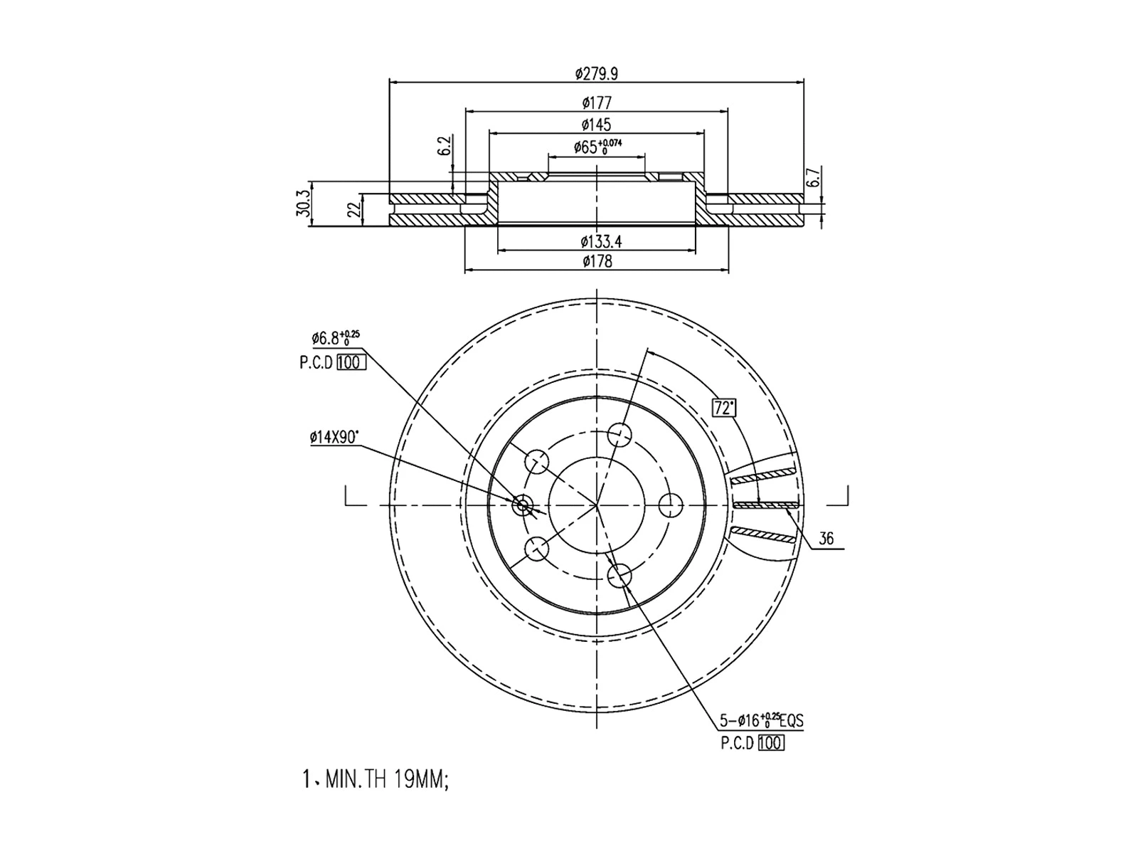 Disque de frein A.Z. Meisterteile AZMT-44-024-1528