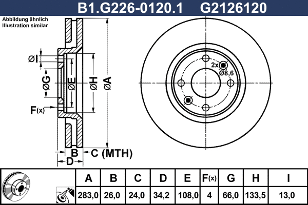 Disque de frein GALFER B1.G226-0120.1