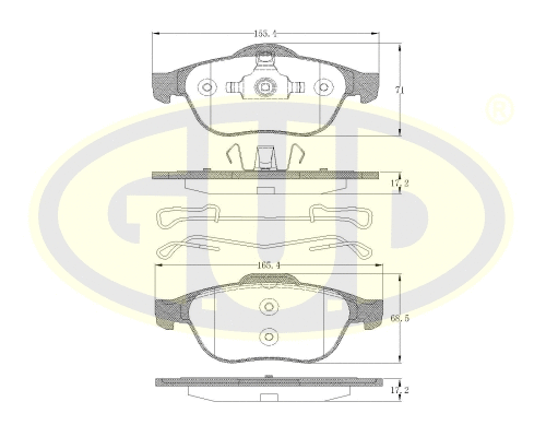 Kit de plaquettes de frein, frein à disque G.U.D. GBP880138