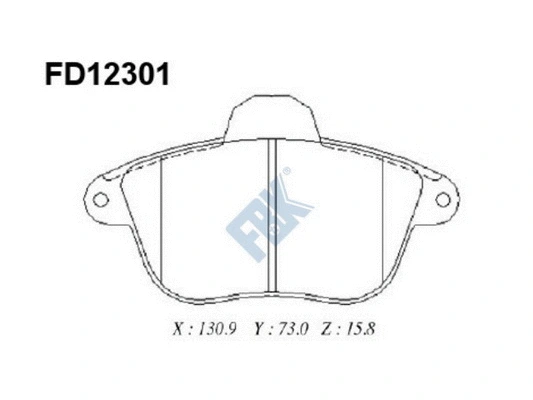 Kit de plaquettes de frein, frein à disque FBK FD12301