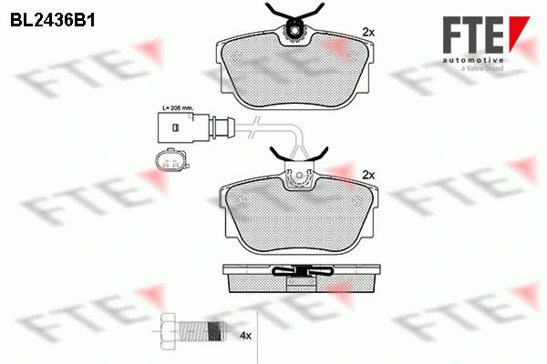 Kit de plaquettes de frein, frein à disque FTE 9010737