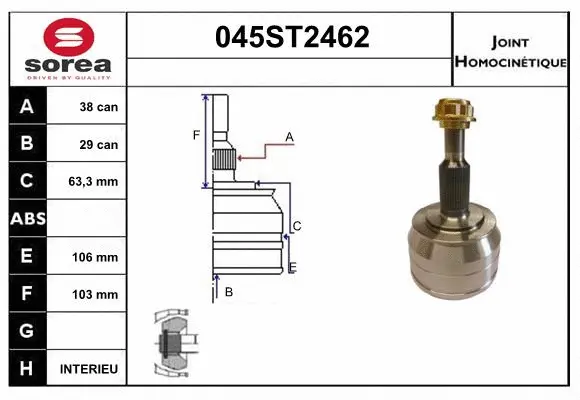 Jeu de joints, arbre de transmission STARTCAR 045ST2462