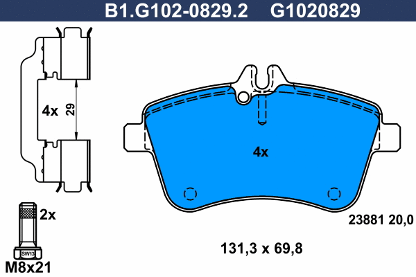 Kit de plaquettes de frein, frein à disque GALFER B1.G102-0829.2