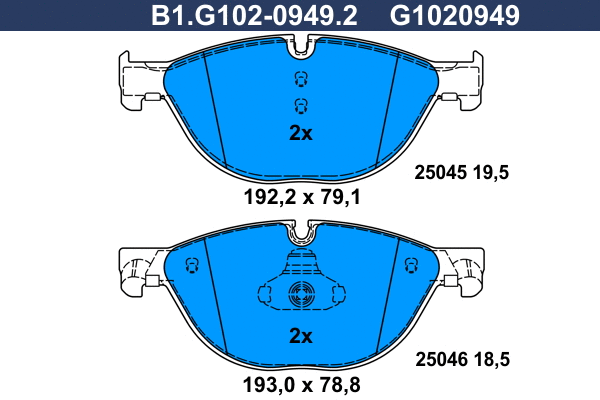 Kit de plaquettes de frein, frein à disque GALFER B1.G102-0949.2