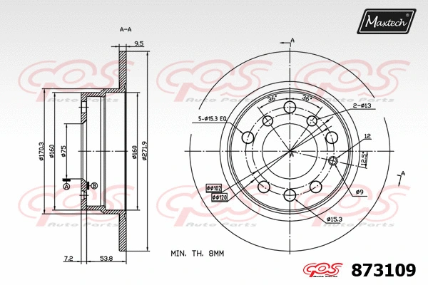 Disque de frein MAXTECH 873109
