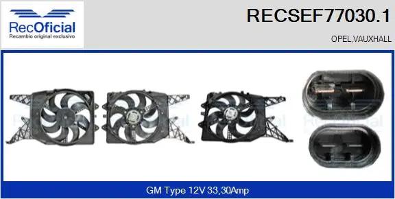 Moteur électrique, ventilateur pour radiateurs RECOFICIAL RECSEF77030.1