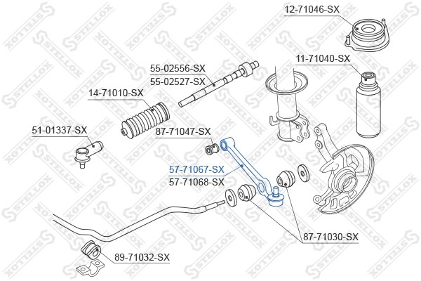 Bras de liaison, suspension de roue STELLOX 57-71067-SX