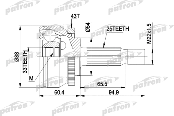 Jeu de joints, arbre de transmission PATRON PCV3416