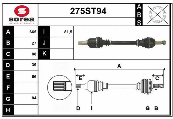 Arbre de transmission STARTCAR 275ST94