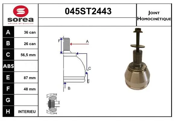 Jeu de joints, arbre de transmission STARTCAR 045ST2443