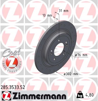 Disque de frein ZIMMERMANN 285.3533.52