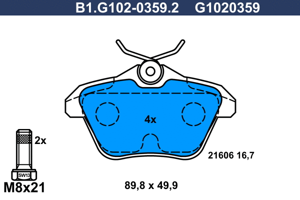 Kit de plaquettes de frein, frein à disque GALFER B1.G102-0359.2