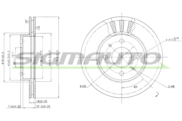 Disque de frein SIGMAUTO DBA615V