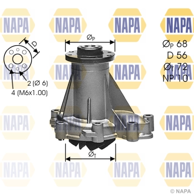 Pompe à eau, refroidissement du moteur NAPA NWP1357
