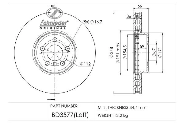 Disque de frein SCHNIEDER AUTOTECH BMS55.00391