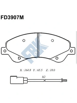Kit de plaquettes de frein, frein à disque FBK FD3907M