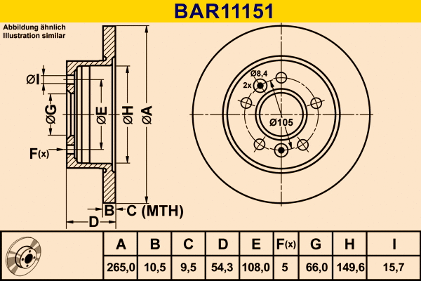 Disque de frein BARUM BAR11151