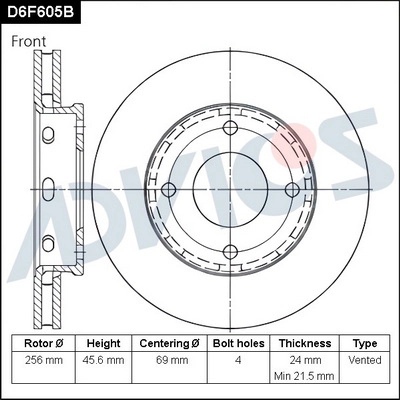 Disque de frein ADVICS D6F605B