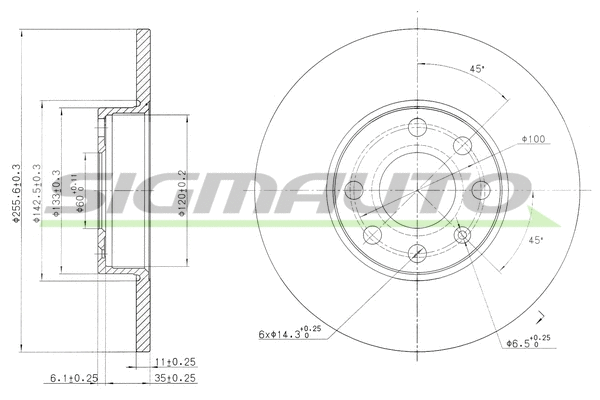 Disque de frein SIGMAUTO DBB040S