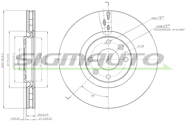 Disque de frein SIGMAUTO DBB676V