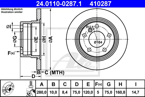 Disque de frein ATE-APAC 24.0110-0287.1