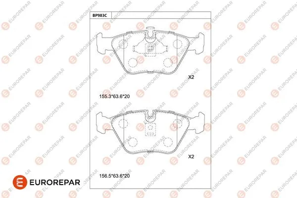Kit de plaquettes de frein, frein à disque EUROREPAR 1681272180