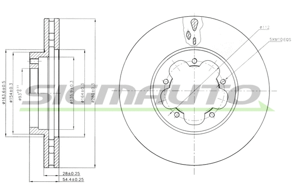 Disque de frein SIGMAUTO DBB554V