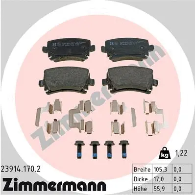 Kit de plaquettes de frein, frein à disque ZIMMERMANN 23914.170.2
