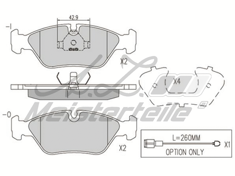 Kit de plaquettes de frein, frein à disque A.Z. Meisterteile AZMT-44-022-2247
