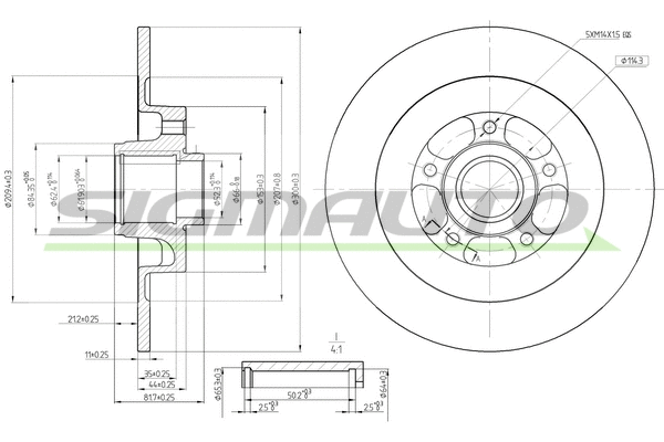 Disque de frein SIGMAUTO DBB725S
