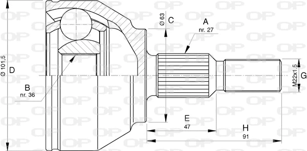 Jeu de joints, arbre de transmission OPEN PARTS CVJ5756.10