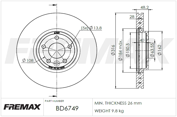 Disque de frein FREMAX BD-6749