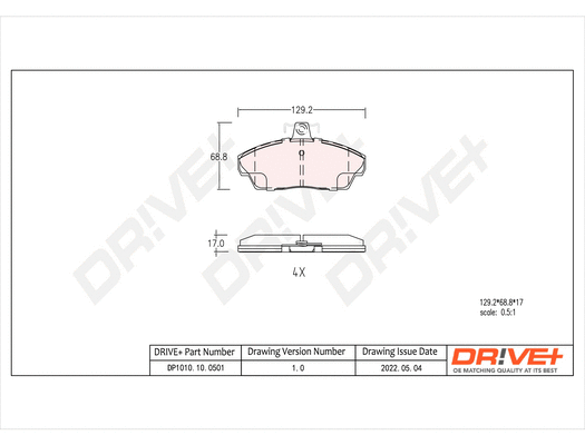 Kit de plaquettes de frein, frein à disque Dr!ve+ DP1010.10.0501