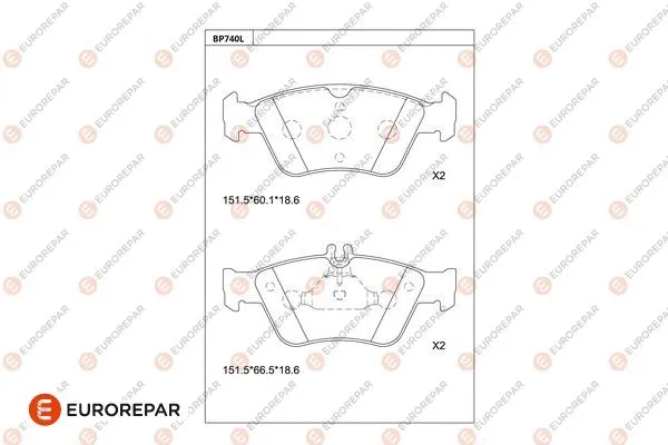 Kit de plaquettes de frein, frein à disque EUROREPAR 1681277680
