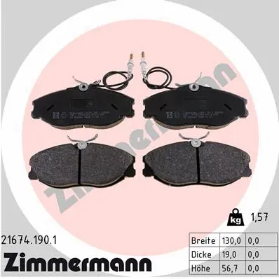 Kit de plaquettes de frein, frein à disque ZIMMERMANN 21674.190.1
