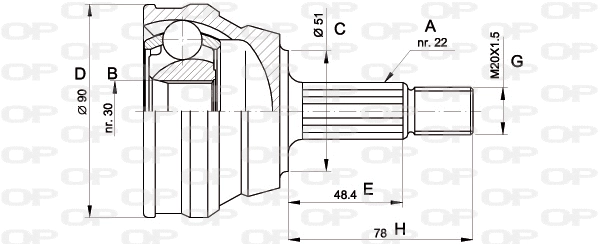 Jeu de joints, arbre de transmission OPEN PARTS CVJ5008.10