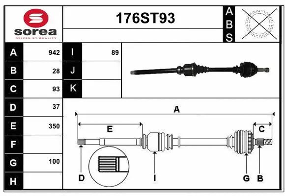 Arbre de transmission STARTCAR 176ST93