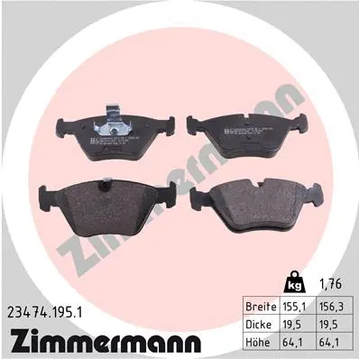 Kit de plaquettes de frein, frein à disque ZIMMERMANN 23474.195.1
