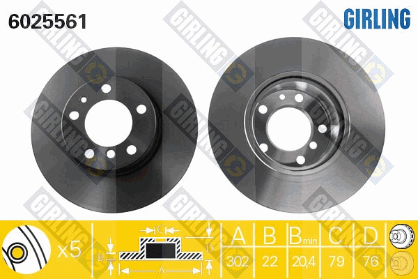 Disque de frein GIRLING 6025561