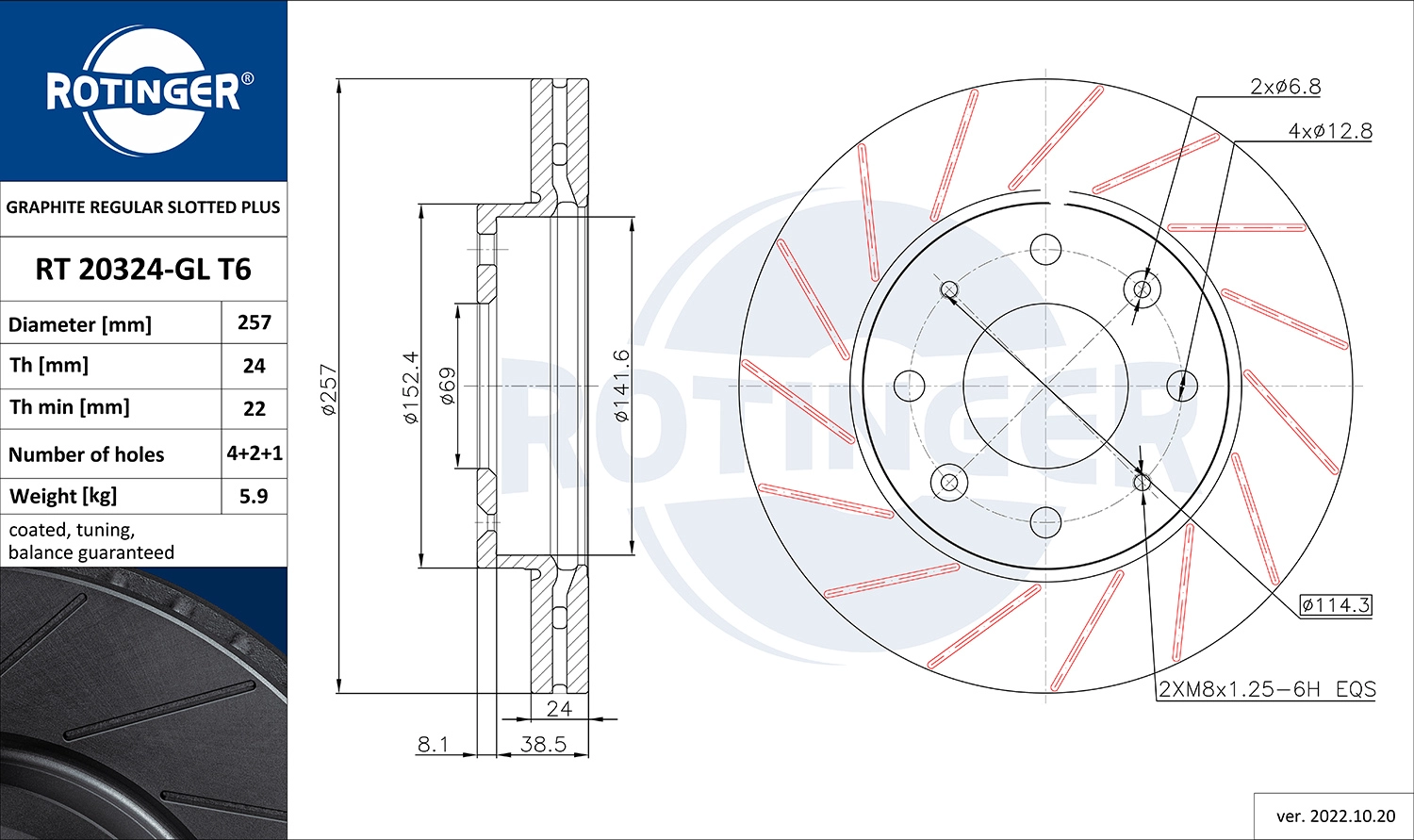 Disque de frein ROTINGER RT 20324-GL T6