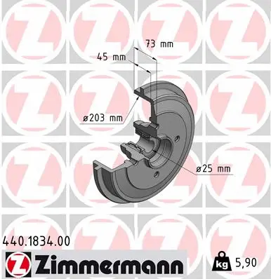 Tambour de frein ZIMMERMANN 440.1834.00