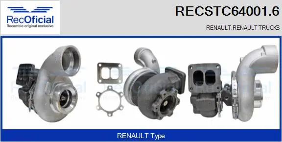 Turbocompresseur, suralimentation RECOFICIAL RECSTC64001.6