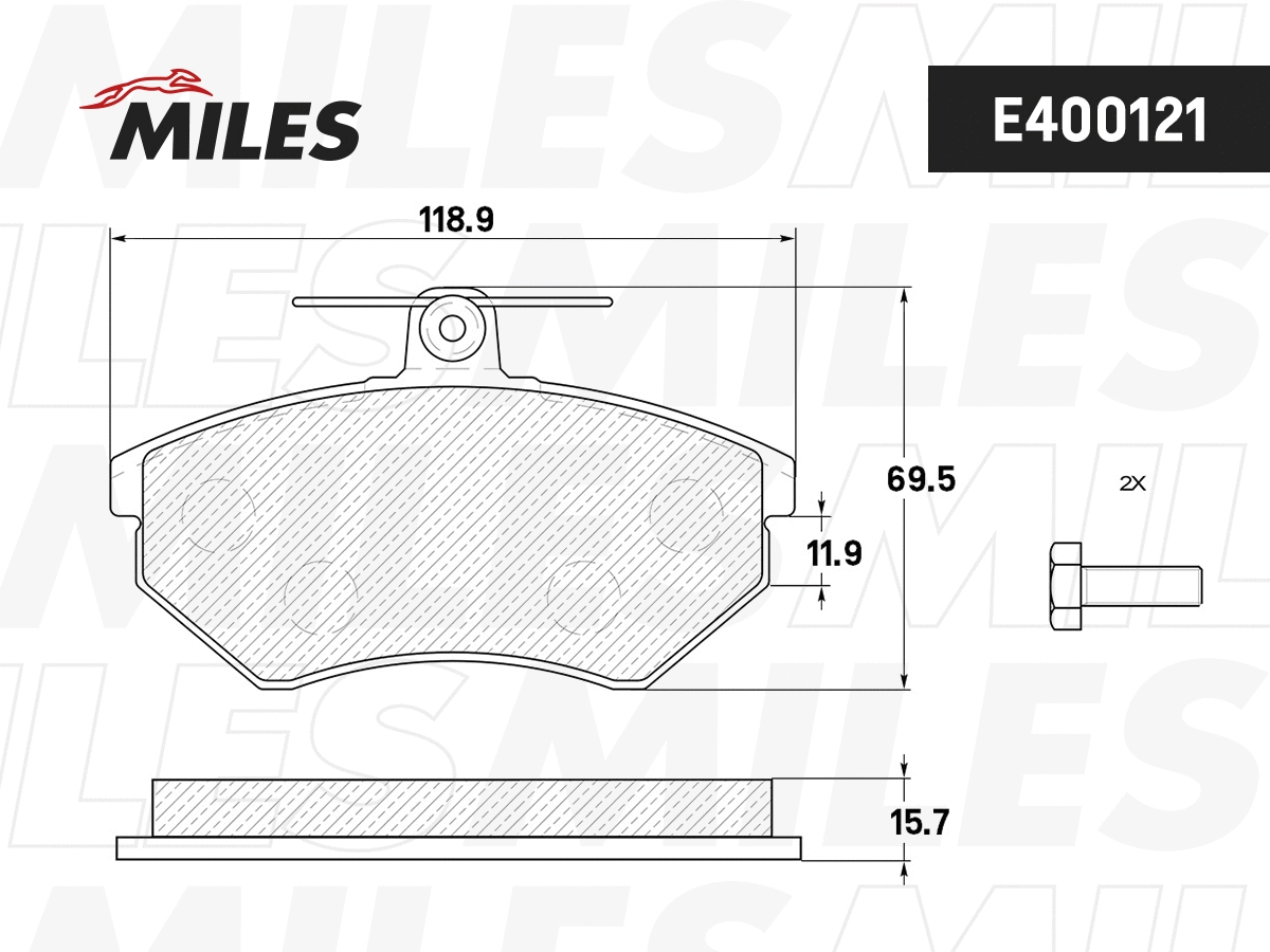 Kit de plaquettes de frein, frein à disque MILES E400121