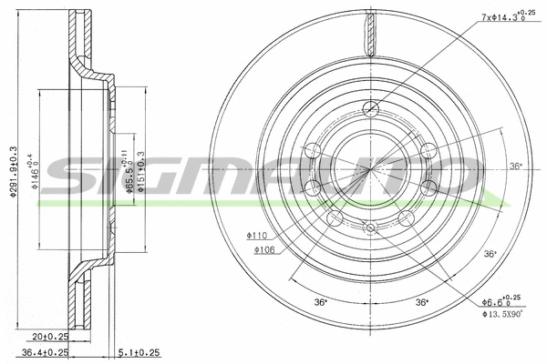 Disque de frein SIGMAUTO DBB289V