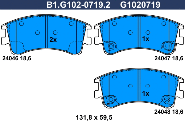 Kit de plaquettes de frein, frein à disque GALFER B1.G102-0719.2
