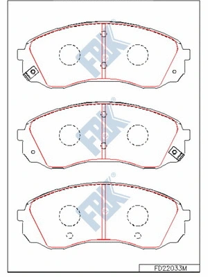 Kit de plaquettes de frein, frein à disque FBK FD22033M