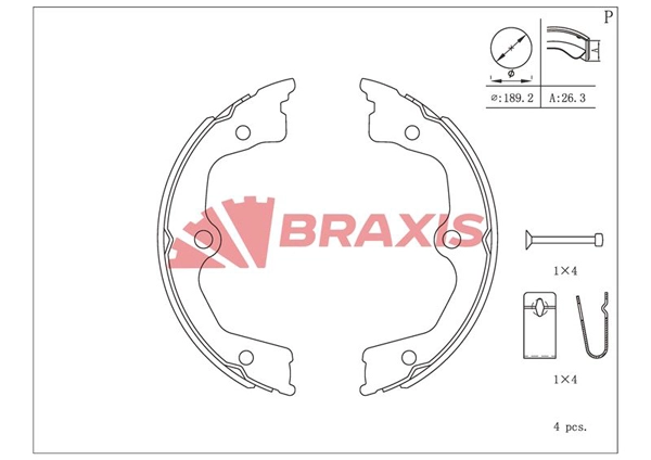 Jeu de mâchoires de frein, frein de stationnement BRAXIS AC0184